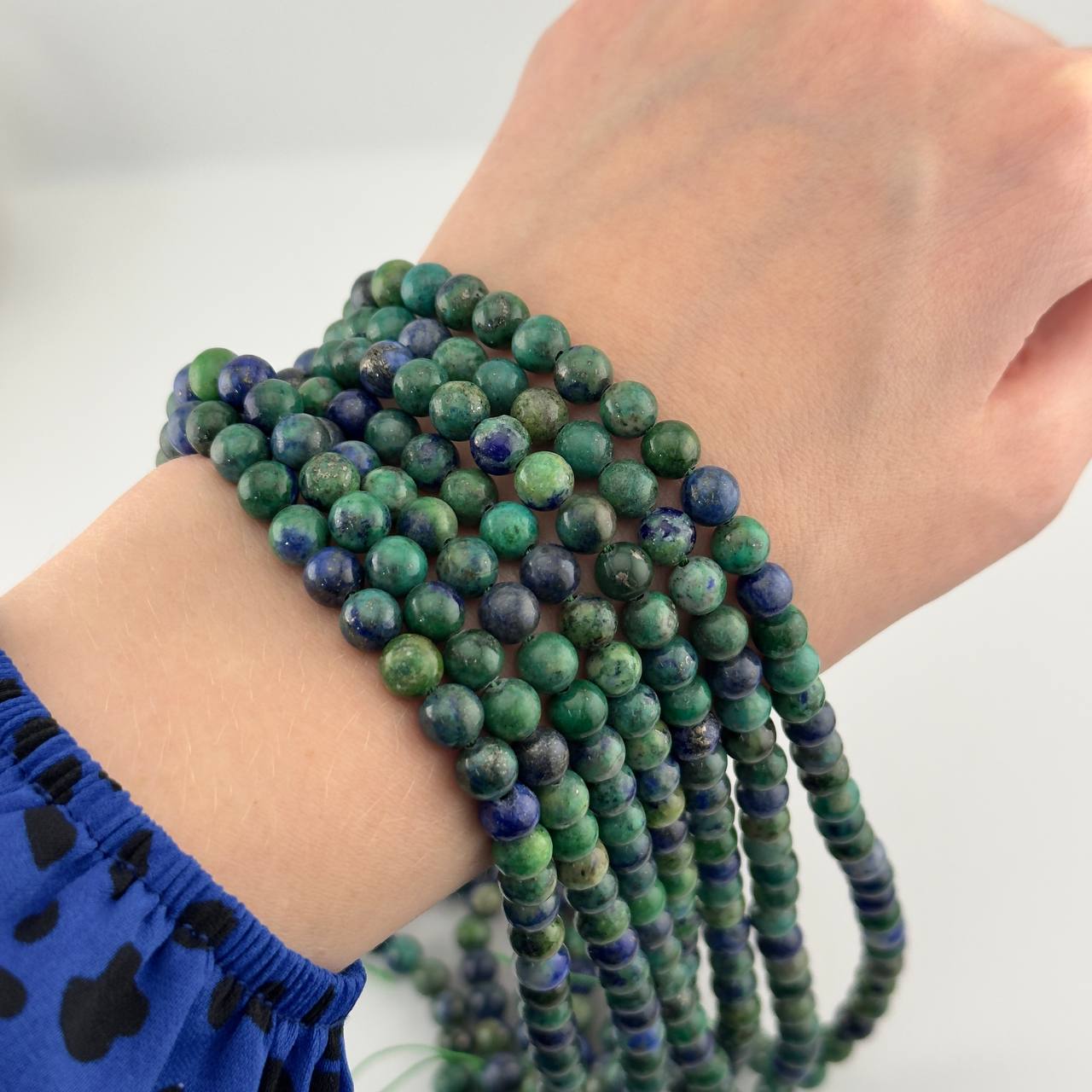 Бусины Азурит гладкий глянцевый шар 4 6 8 10 12мм натуральный камень