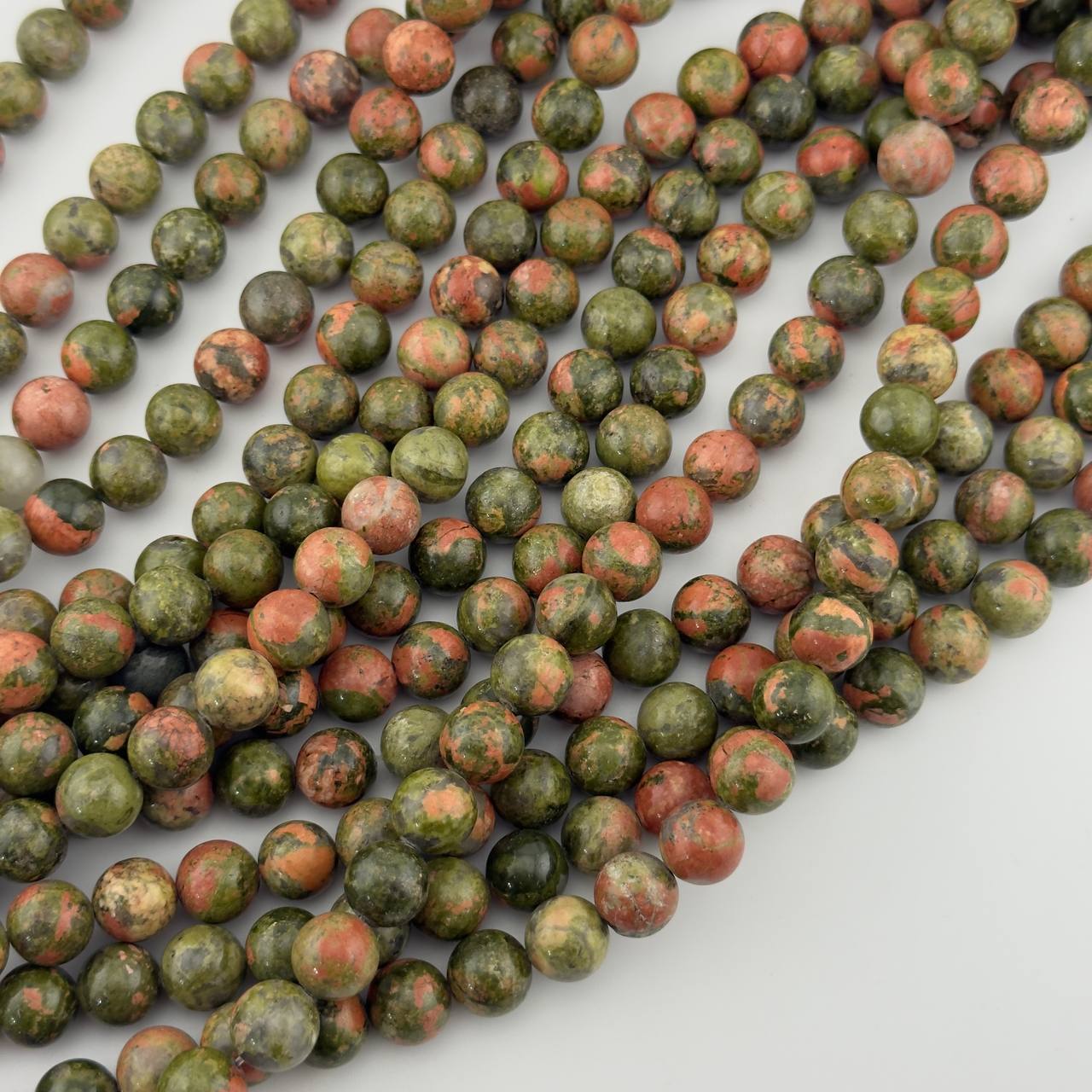 Бусины Унакит гладкий глянцевый шар 4мм 6мм 8мм 10мм 12мм натуральный камень