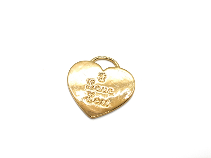Подвеска сердце крупное с надписью &quotI love You" цвет золото размер 30*28мм