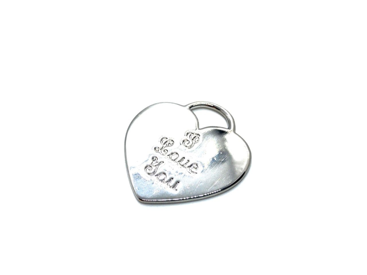Подвеска сердце крупное с надписью "I love You"; цвет серебро, размер 30*28мм