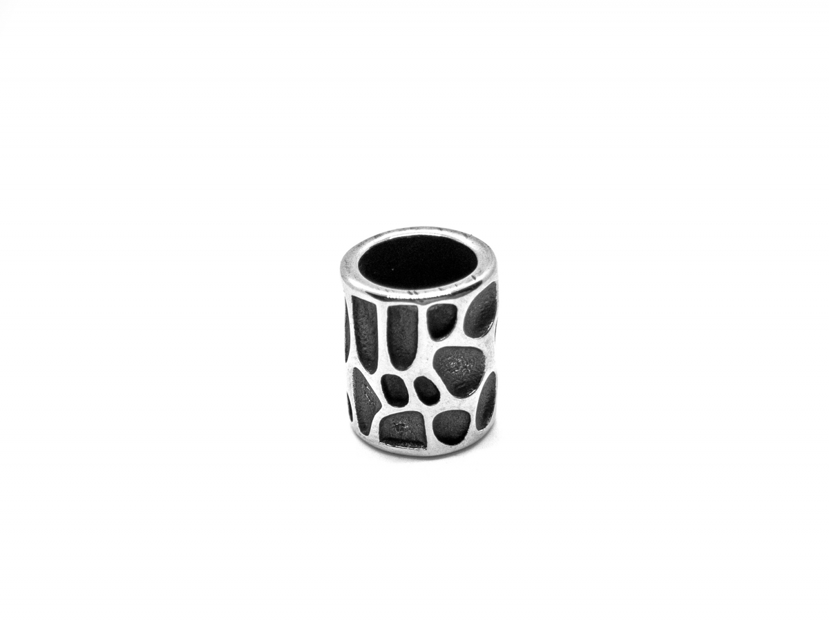 Бусина цилиндр из нержавеющей стали; цвет серебро, размер 13,5*6,5мм