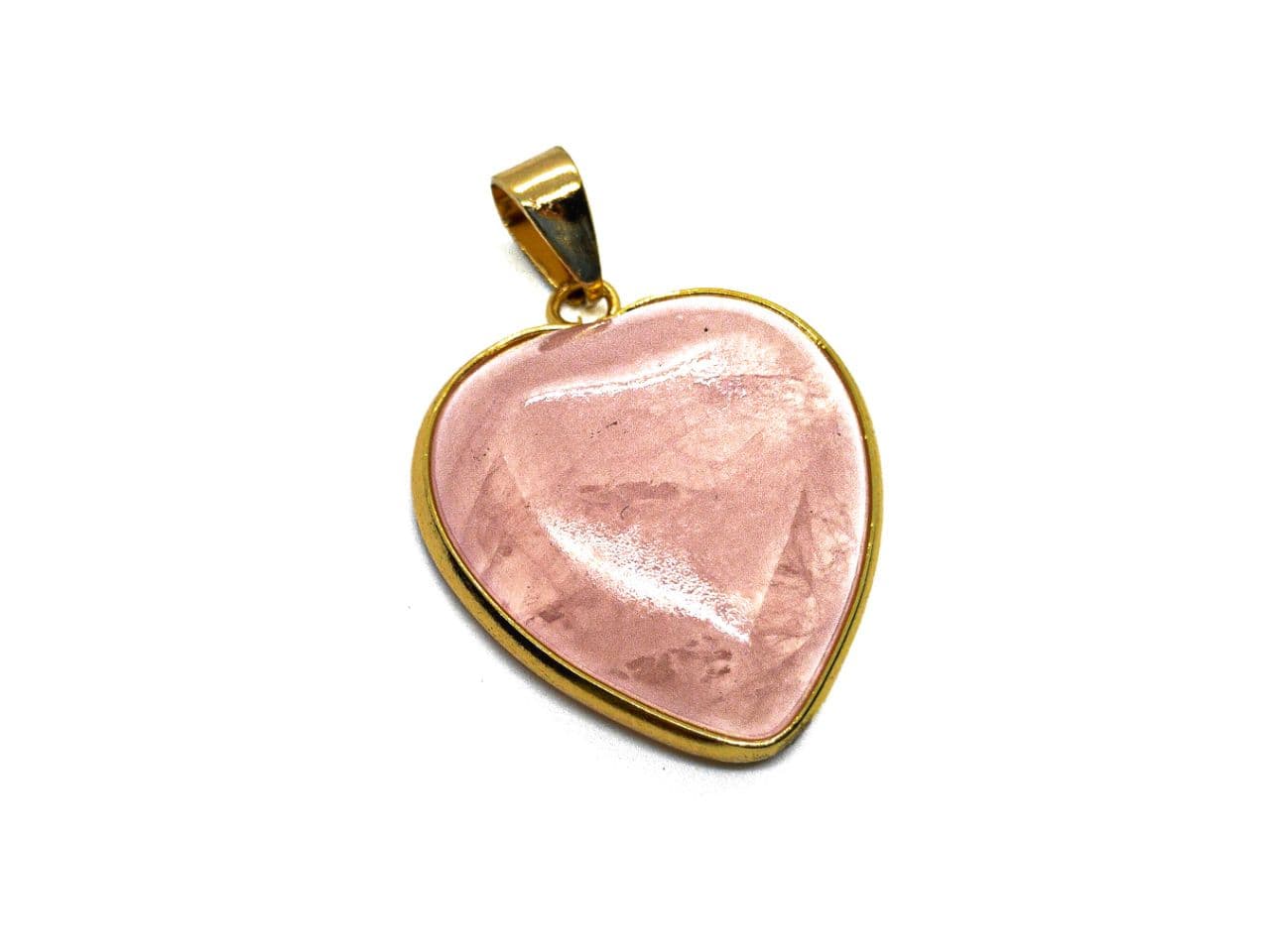 Кулон Сердце с розовым кварцем размер 25*28мм в обрамлении цвет золото