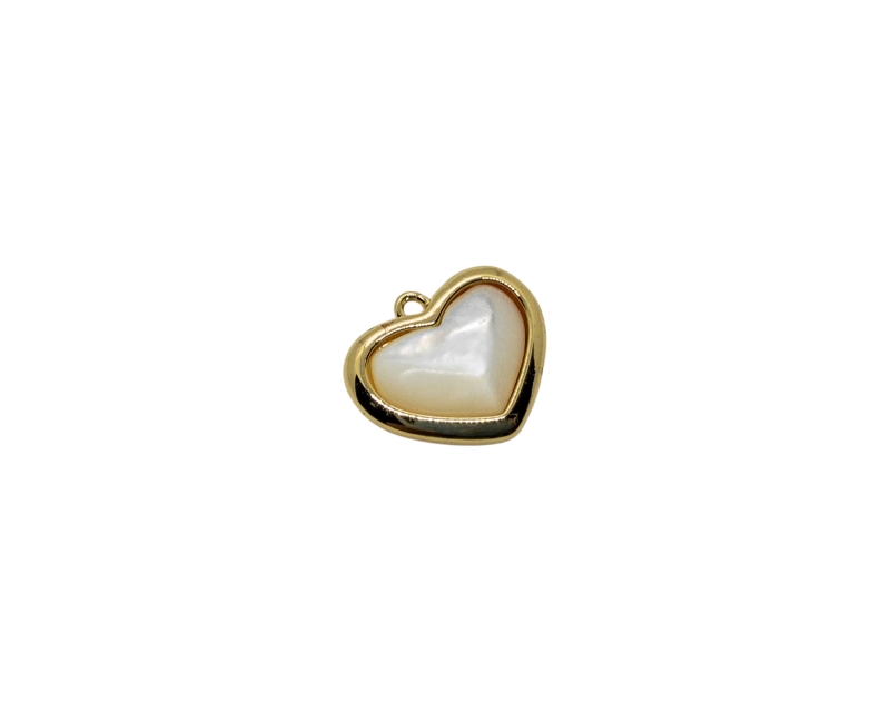 Подвеска сердце с натуральным перламутром цвет золото размер 12*15мм
