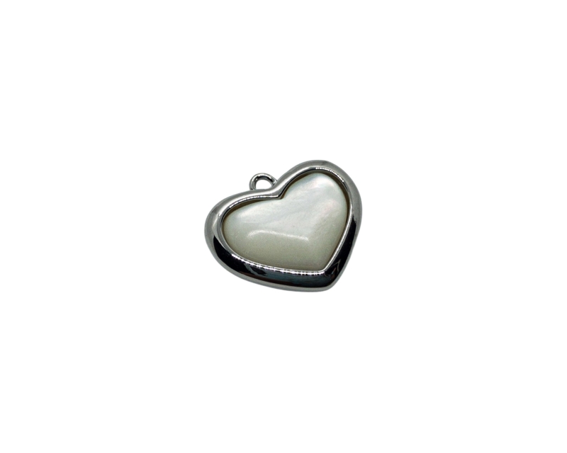 Подвеска сердце с натуральным перламутром цвет серебро размер 12*15мм