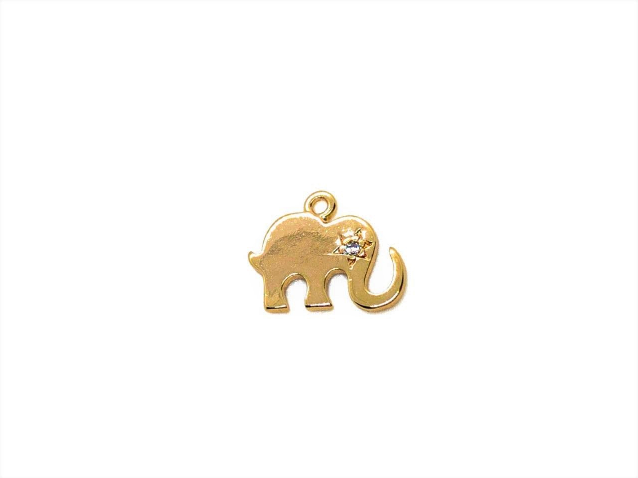 Подвеска Слон с фианитом цвет золото размер 8*10мм