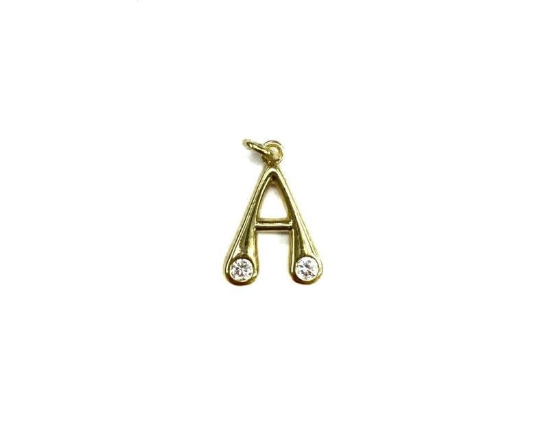Буквы латинские от A-Z с фианитами, цвет золото