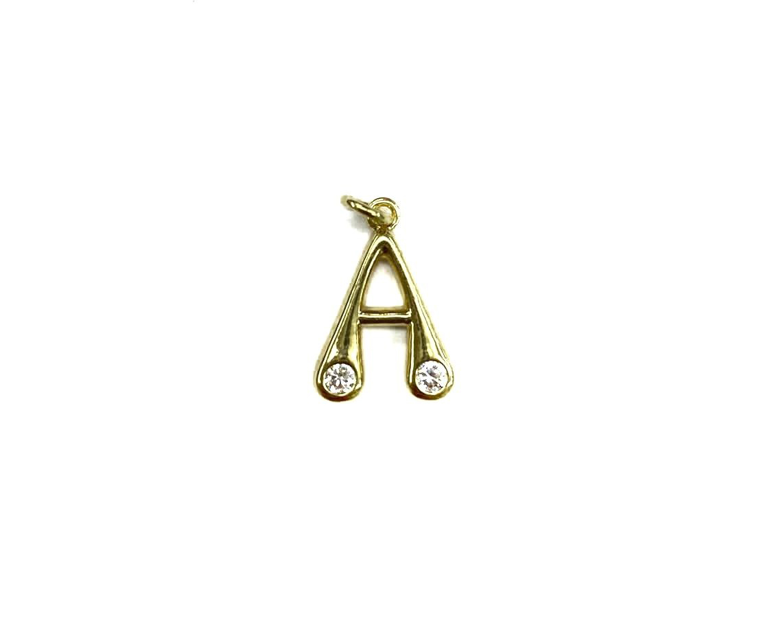 Буква латинская "A" с фианитами, цвет золото