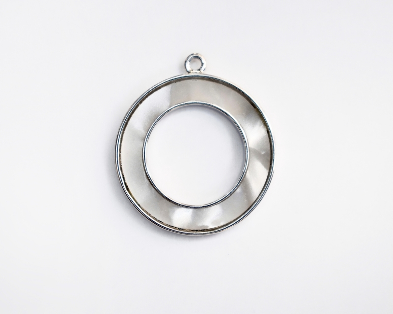 Подвеска кольцо с перламутром цвет серебро размер 23*20мм