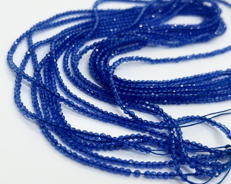 Бусины Циркон натуральный ювелирной огранки размер 2мм цвет синий