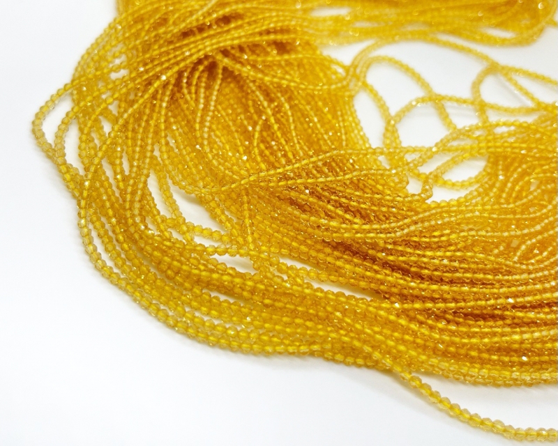 Бусины Циркон натуральный ювелирной огранки размер 2мм цвет желтый