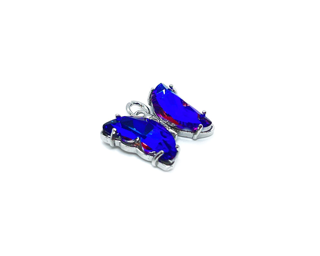 Подвеска Бабочка синяя с фианитами цвет серебро размер 15*19мм