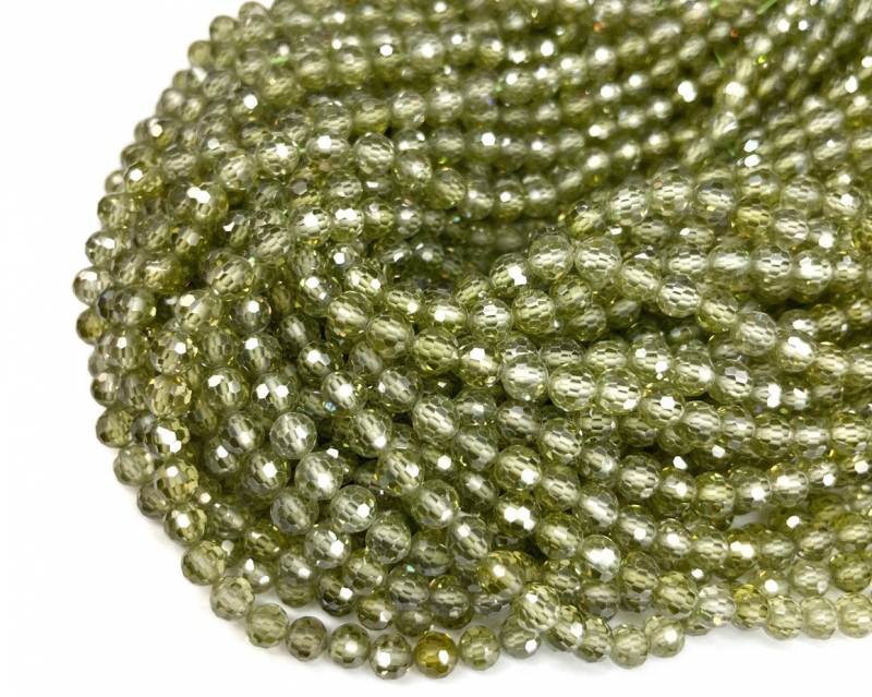 Бусины Циркон натуральный ювелирной огранки размер 6мм цвет зеленый