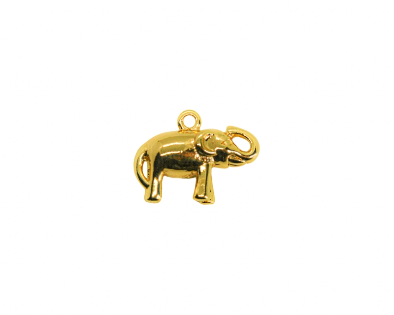 Подвеска слон объемный цвет золото 12*15мм