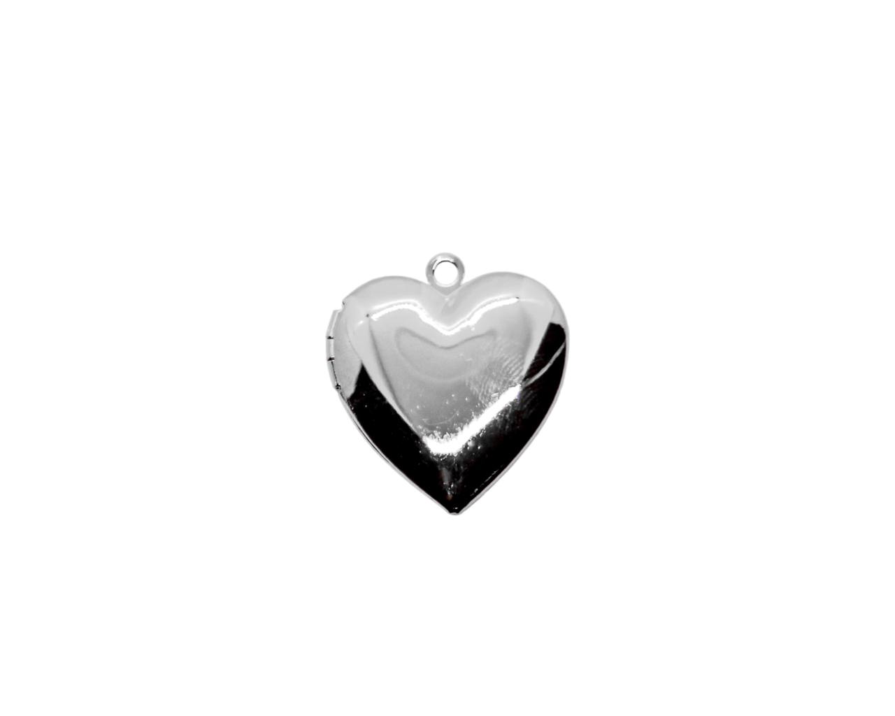 Кулон сердце для фото; цвет серебро, 25*23мм