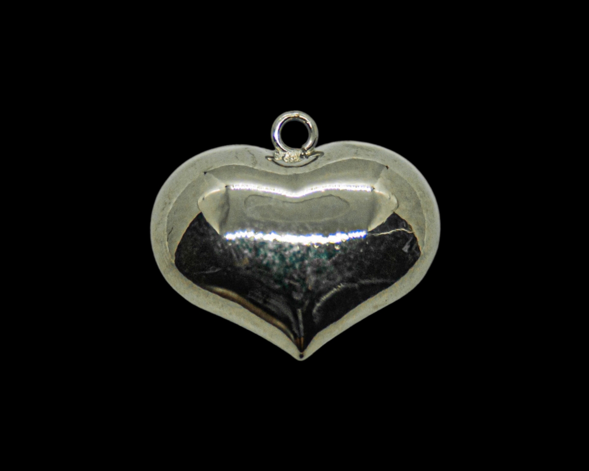 Кулон сердце крупное объемное цвет серебро, 26*30мм