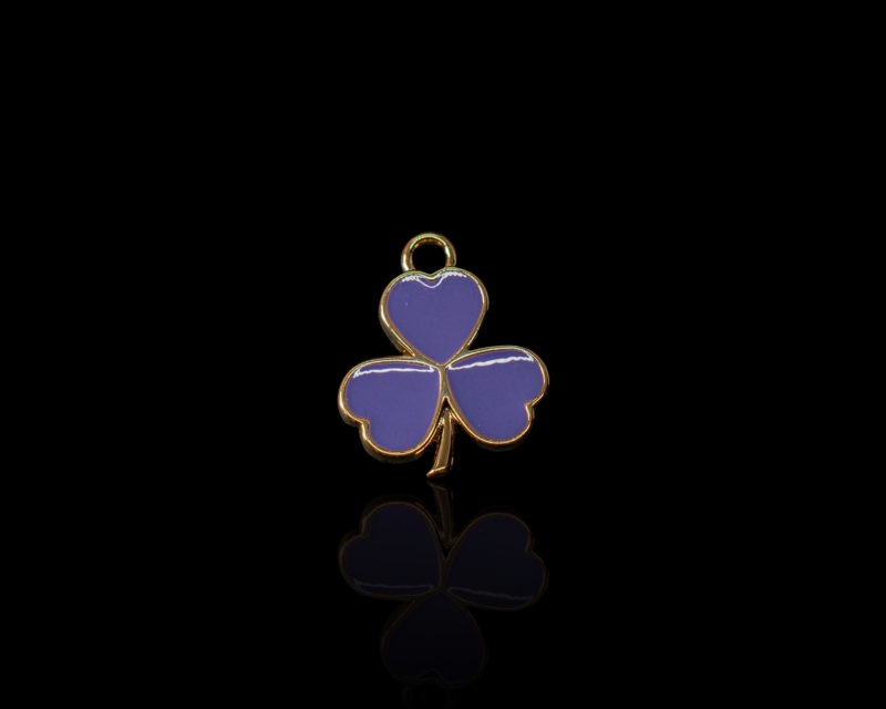 Клевер трехлистный с фиолетовой эмалью цвет золотой 20*17мм