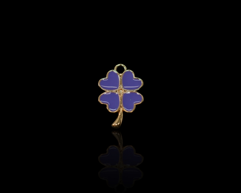 Подвеска клевер с фиолетовой эмалью; цвет золото, 17*12мм