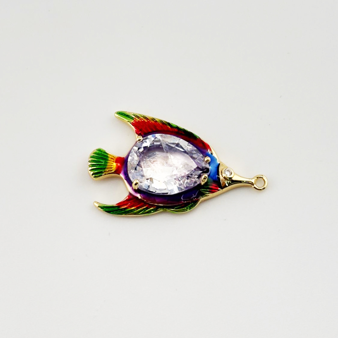 Подвеска рыба с фианитом 21*36мм 