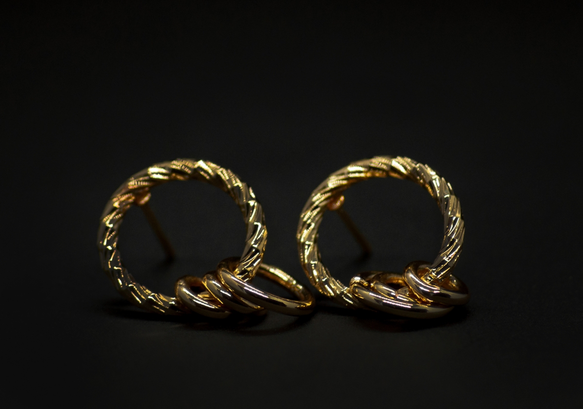 Швензы-серьги кольцо с тремя элементами; цвет золото; 16мм