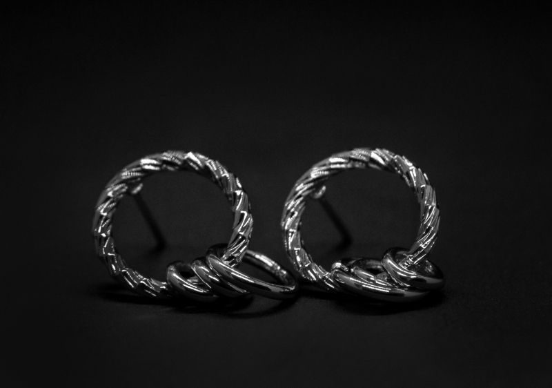 Швензы-серьги кольцо с тремя элементами цвет серебро 16мм