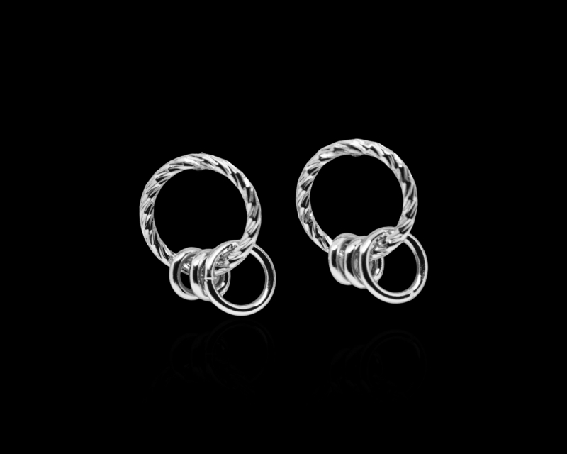 Швензы-серьги кольцо с тремя элементами цвет серебро 16мм