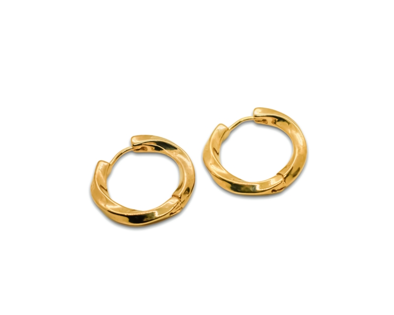 Серьги кольцо крученое цвет золото 21мм