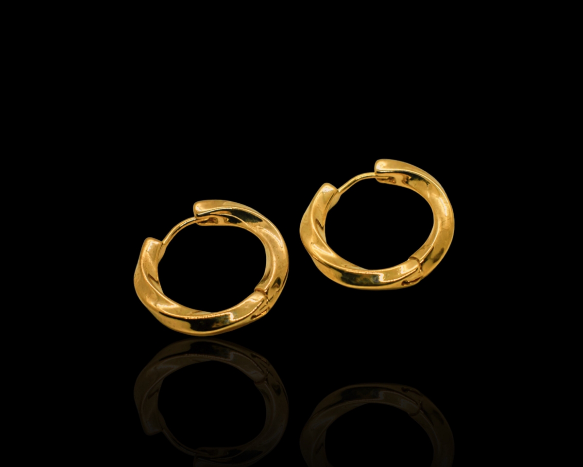 Серьги кольцо крученое; цвет золото, 21мм