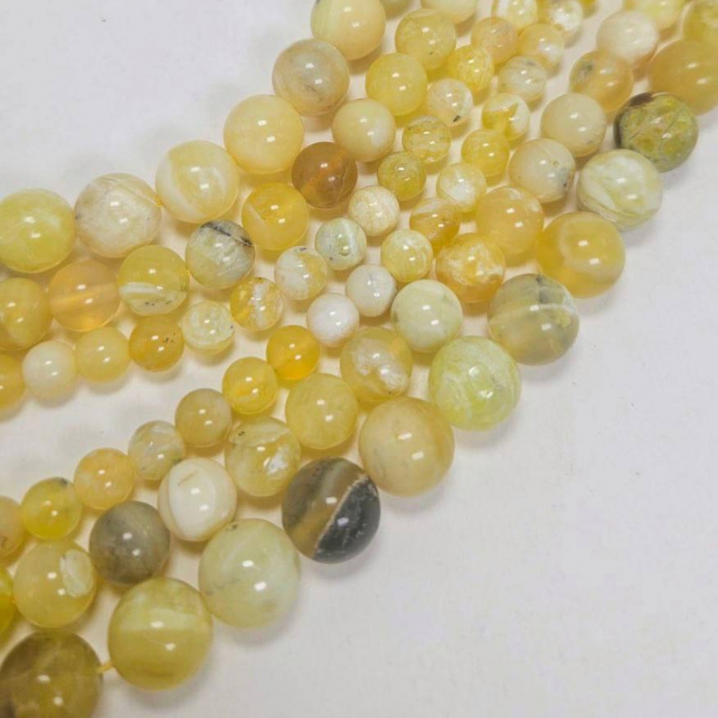 Бусины Опал желтый глянцевый гладкий шар 6мм 8мм 10мм натуральный камень