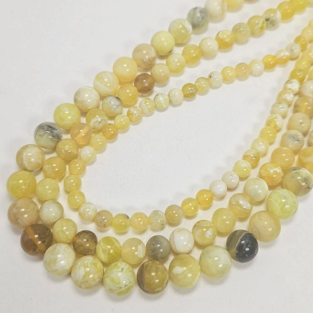 Бусины Опал желтый глянцевый гладкий шар 6мм 8мм 10мм натуральный камень