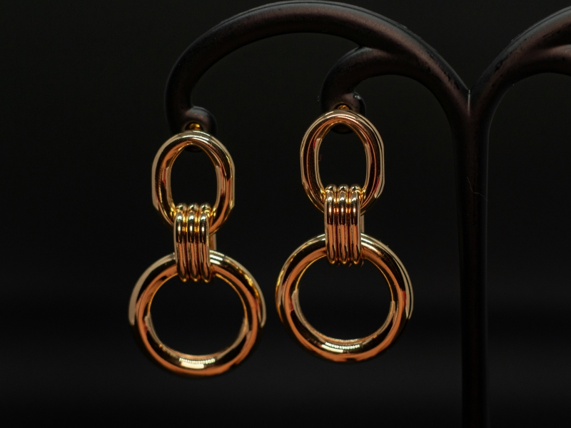 Готовые серьги овал и кольцо; цвет золото, длина 43мм
