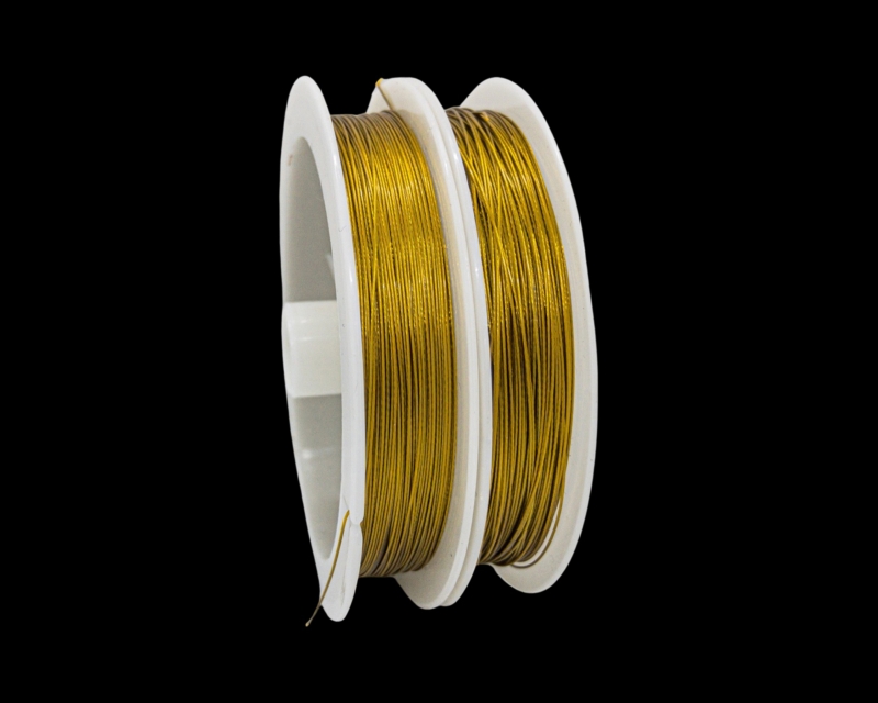 Ювелирный тросик 0.35 мм цвет золото катушка 50метров