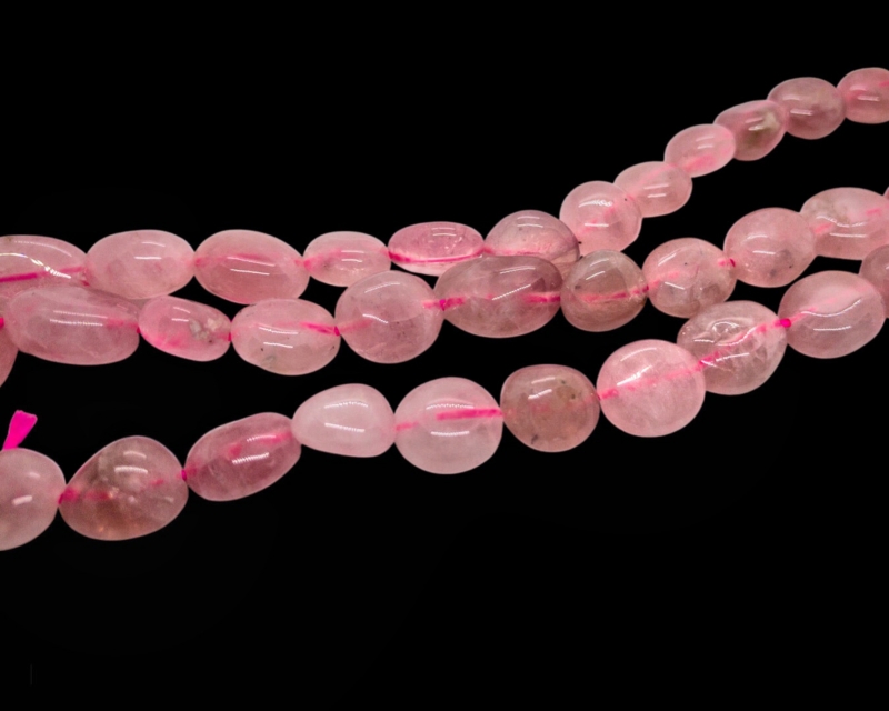 Бусины Кварц розовый гладкий глянцевый средний размер бусин 10*8мм натуральный камень