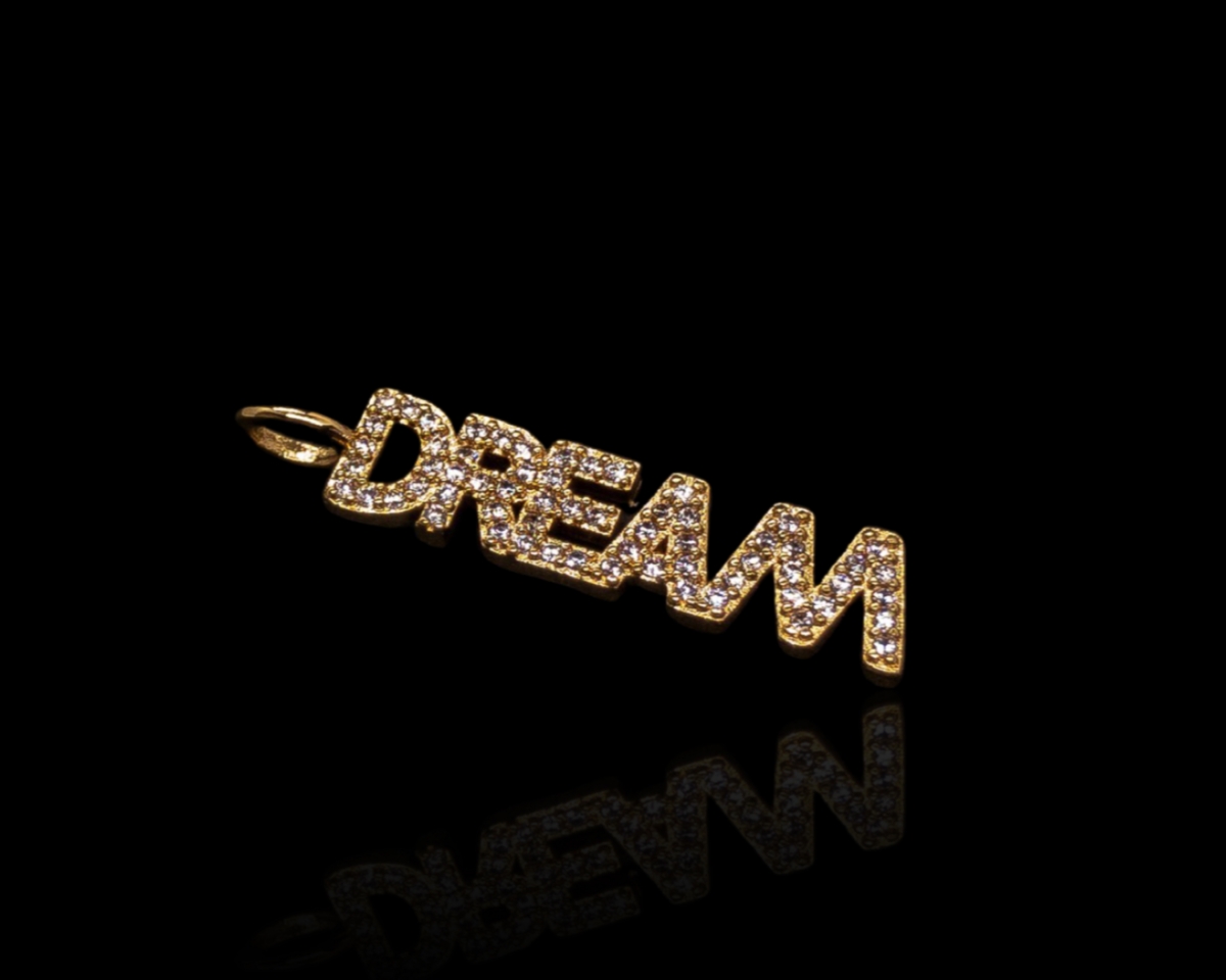 Ювелирная подвеска с фианитами DREAM; цвет золото, 30*6мм
