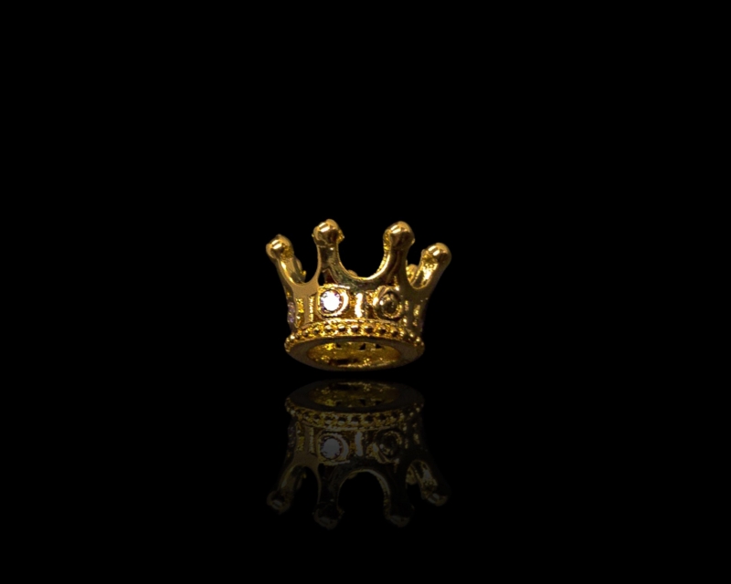 Ювелирная бусина Корона с фианитами цвет золото размер: 7*11мм отверстие 5мм